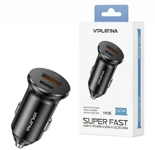شارژر فندکی سوپر فست وی آی پلاتینا مدل VIPLATINA VK16 60W